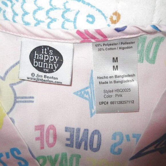 Happy Bunny RAINBOW One Of Those Days SCRUB Top Size M V-NECK Short Sleeve POCKE - Picture 7 of 11